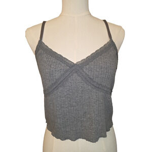 NWT L Women's Gray Tank Top w/Lace Accent by Wild Fable MSRP $10